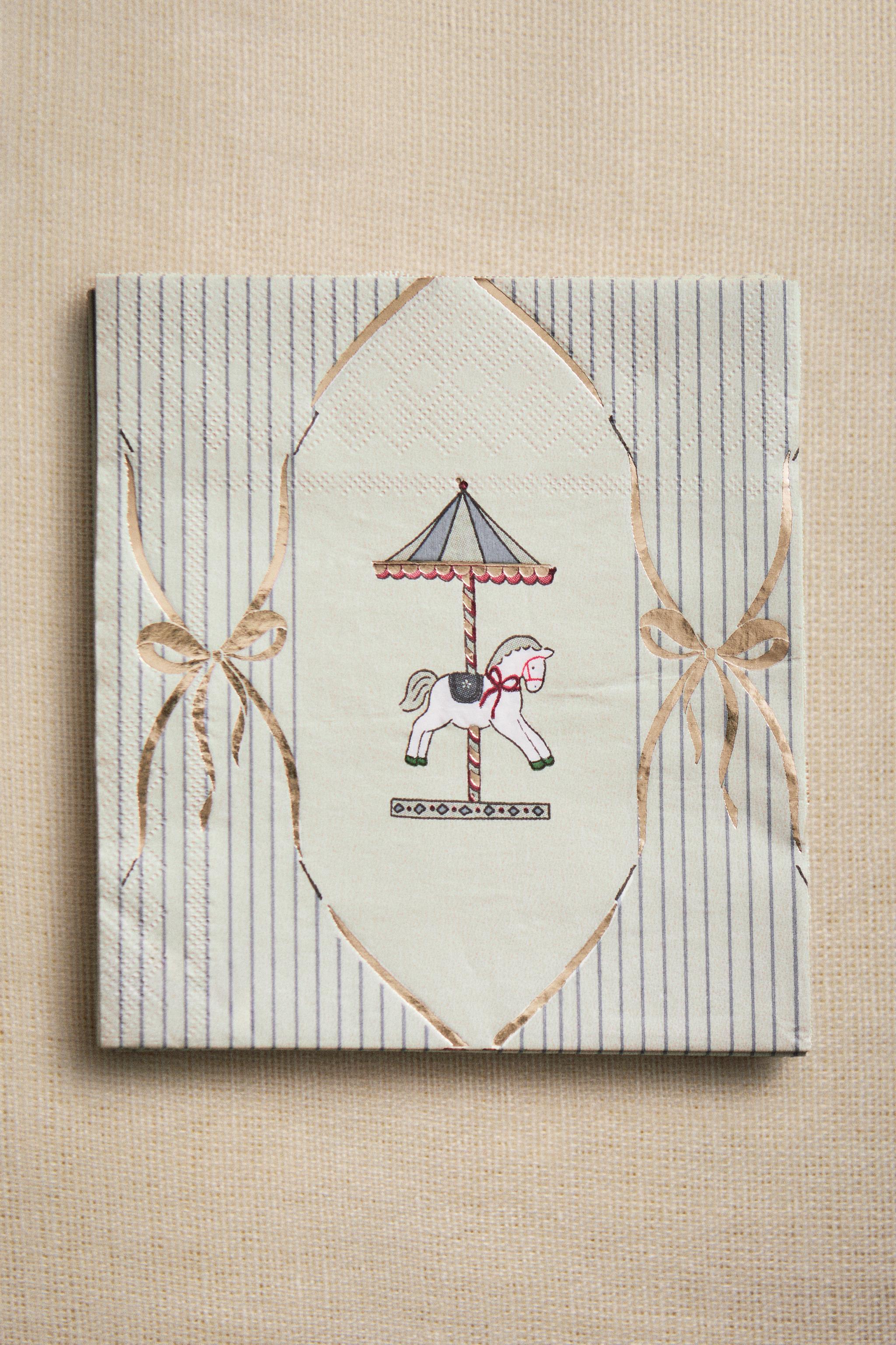 SET OF CHILDREN'S CHRISTMAS CAROUSEL PAPER NAPKINS (SET OF 20)